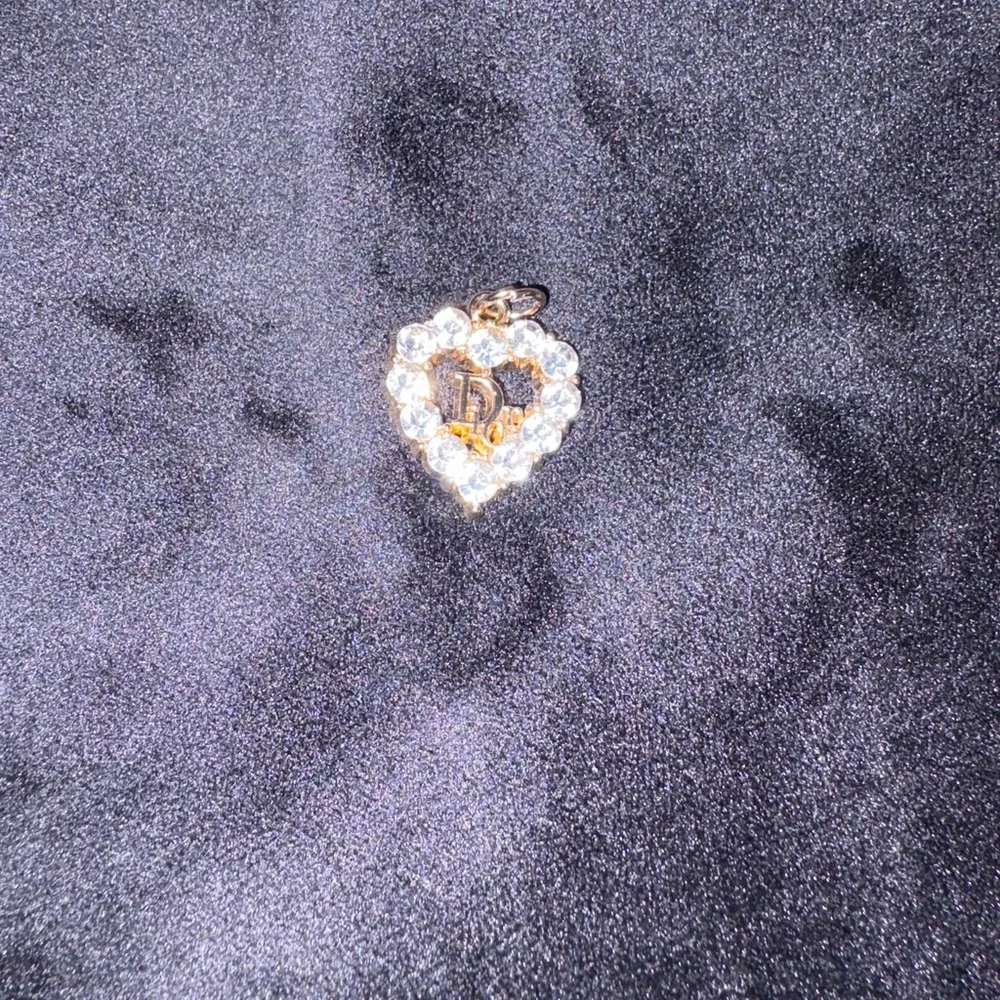 DIOR Authentic Dior Gold Rhinestone Heart Zipper Pull Charm - Picture 3 of 5